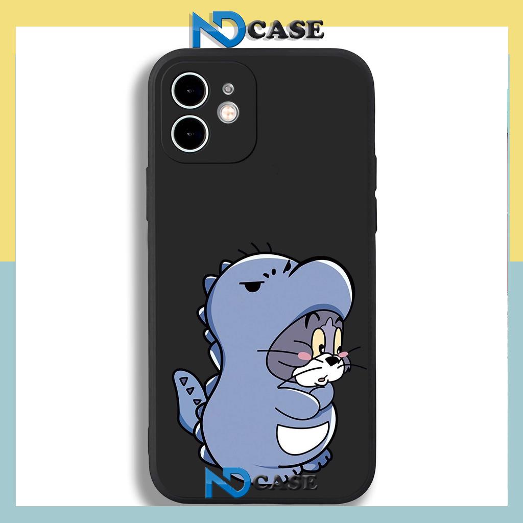 Ốp lưng iphone 6/6s/7/8/X/XS/Xr/11/12/13/14 Pro Plus Max Cạnh viền vuông silicon mềm dẻo hình tom jerry cute dễ thương