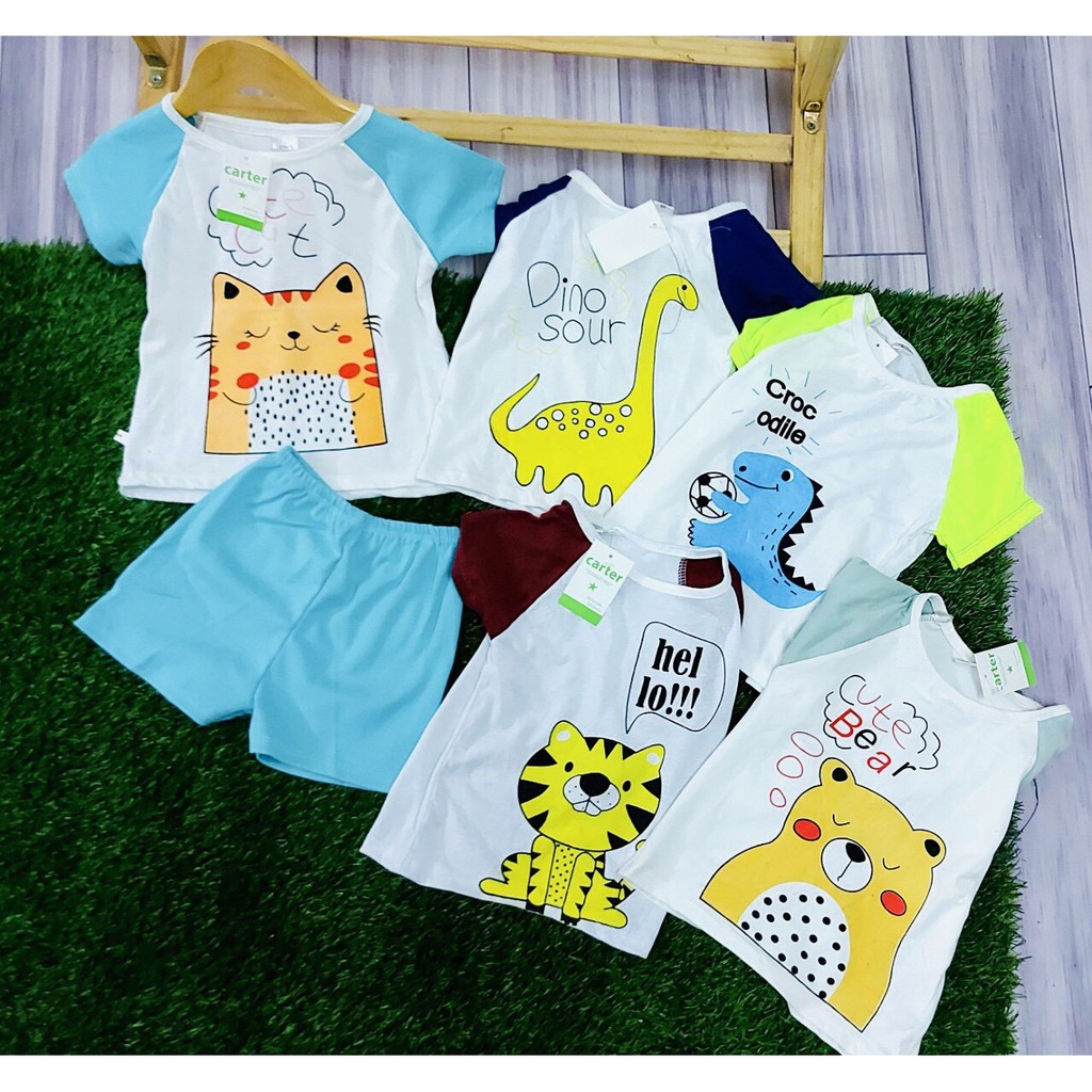 Sét bộ quần áo cộc chất Cotton mềm mịn co giãn thấm hút mồ hôi thoải mái cho các bé vận động