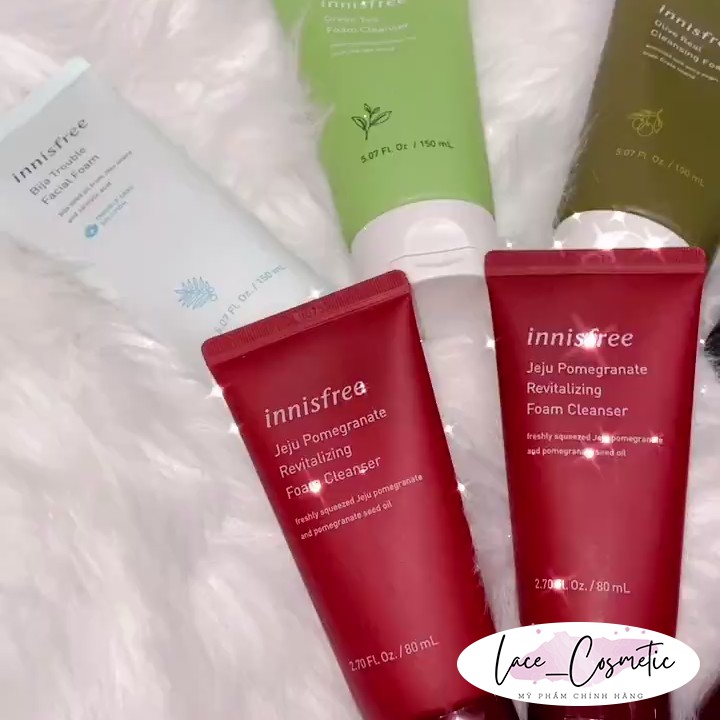 Sữa rửa mặt lựu đỏ Innisfree Jeju Pomegranate Revitalizing Foam Cleanser 2 dung tích 150ml/80ml - LACE COMESTIC