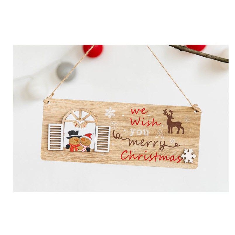 [HCM] Bảng gỗ khắc cực cute có chữ Merrry Christmas treo trang trí Giáng sinh kích thước nhỏ 12cmx5cm