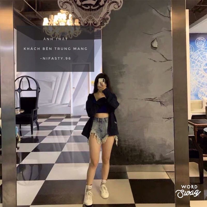 *kèm ảnh thật* Quần short jeans nữ rách tua rua cá tính