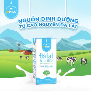 Thùng 48 hộp Sữa Tươi Nguyên Chất UHT Đà Lạt True Milk Không Đường/Ít đường 110ml/180ml