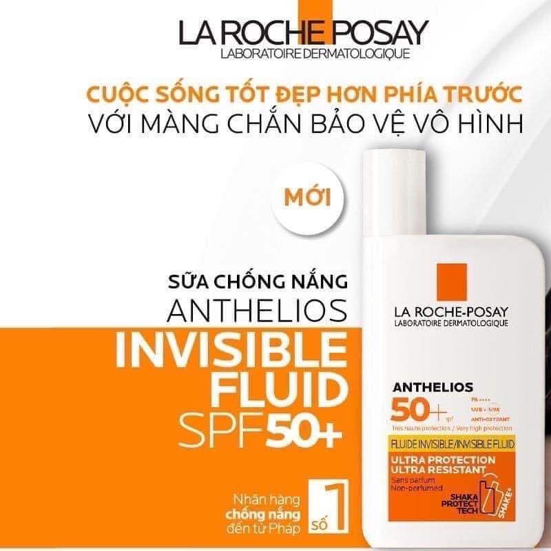 Kem chống nắng dạng sữa lỏng nhẹ không nhờn rít La Roche-Posay Anthelios Invisible Fluid SPF 50+ 50ml