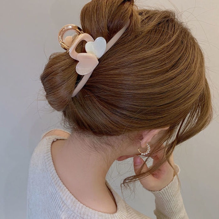 Kẹp Tóc Hình Trái Tim Màu Trà Sữa Dễ Thương Dành Cho Nữ