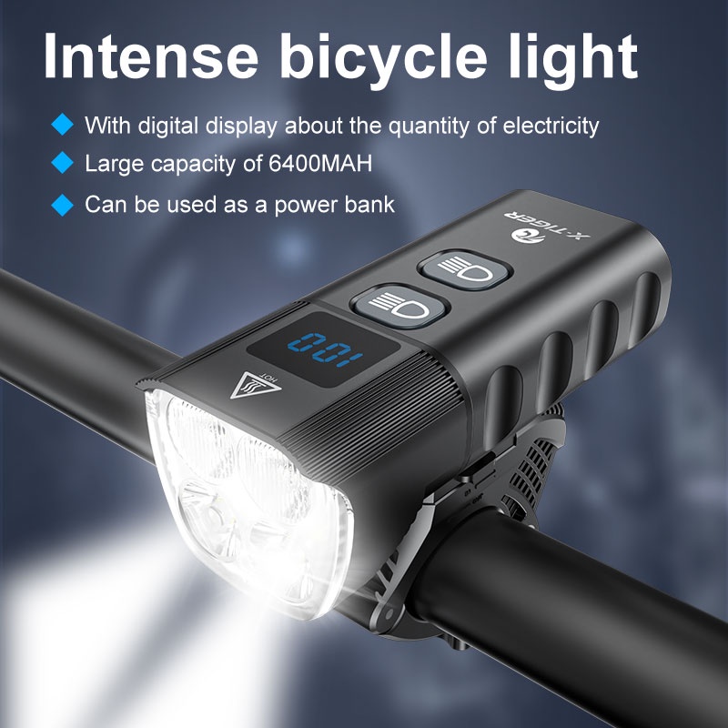 Đèn pha X-TIGER bằng hợp kim nhôm nhẹ kháng nước có thể sạc USB cho xe đạp địa hình
