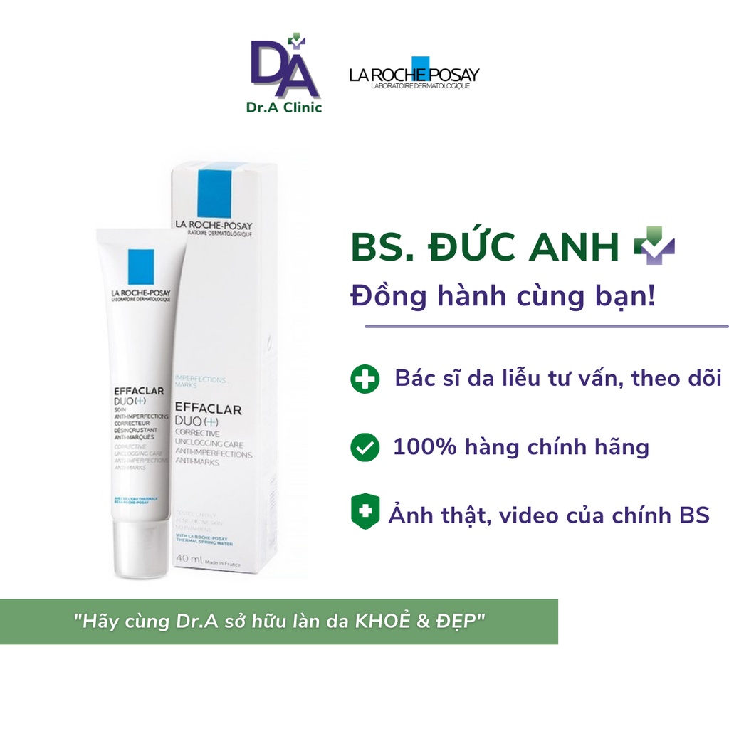 Kem dưỡng da thông thoáng lỗ chân lông ngừa thâm và giảm mụn La Roche-Posay Effaclar Duo+ 40ml - Dr.A Clinic