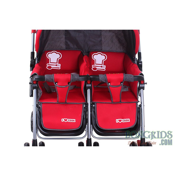 Xe đẩy đổi cho bé song sinh chính hãng Baobaohao 703 - Khung chắc, chỗ rộng