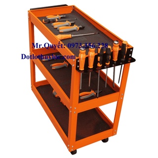 Xe đẩy dụng cụ 3 tầng, xe chứa dụng cụ, xe chứa đồ cơ khí, xe đẩy 4 bánh đựng đồ sửa xe, xe đẩy dụng cụ di động 3 tầng.