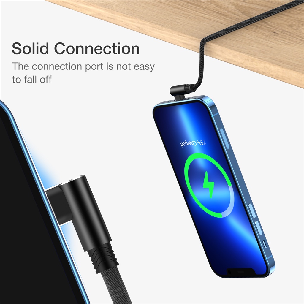 Cáp Sạc Nhanh Và Truyền Dữ Liệu Đầu USB 90 Độ Cho iPhone