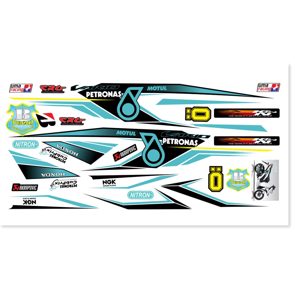 ( Quí khách vui lòng mang ra tiệm cho thợ dán ) Tem vario 150 petronas 25120