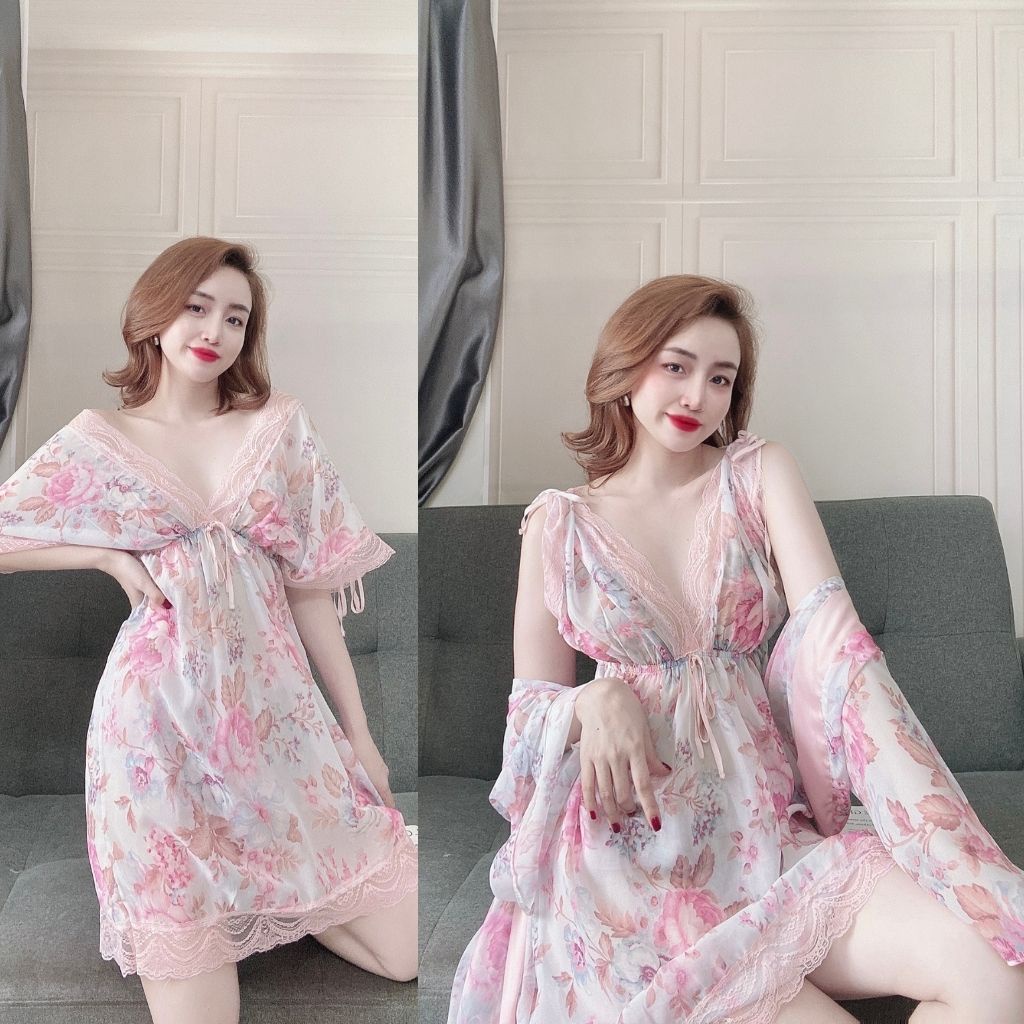 Áo choàng ngủ ❣️FREE SHIP❣️ Áo choàng tay dài tiểu thư vải lụa tơ mềm mượt | BigBuy360 - bigbuy360.vn