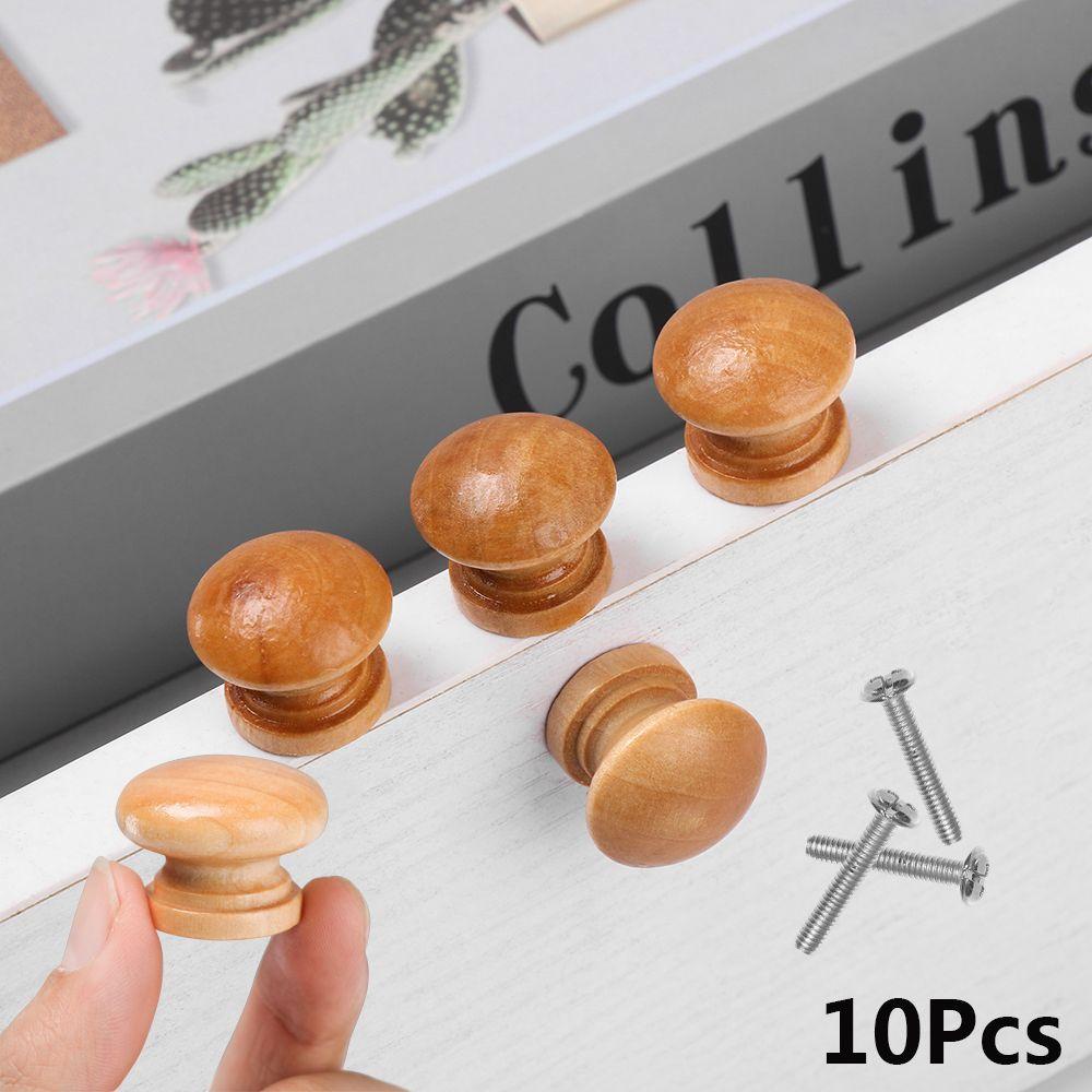 Set 10 Tay Nắm Cửa Tủ Bằng Gỗ Tự Nhiên Hình Tròn Tiện Dụng Cho Nhà Bếp