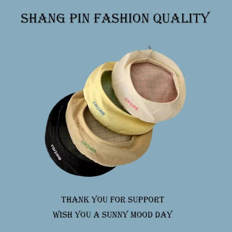 Nón Beret Hai Mặt Họa Tiết Caro Thời Trang Hàn Quốc Cho Nữ