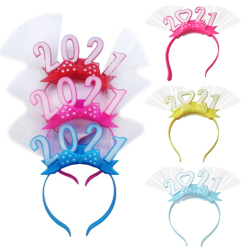 Cài Tóc Hình Vương Miện Có Đèn LED Phát Sáng Mừng Năm Mới 2021