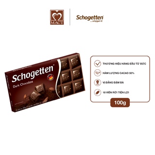 Sôcôla SCHOGETTEN - Vị Đắng Dark Chocolate - thanh 100g gồm 18 viên rời