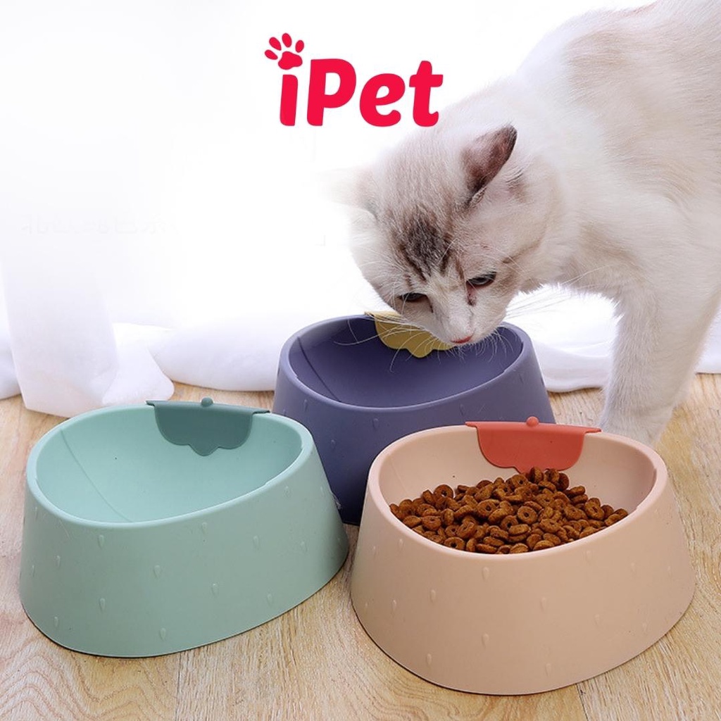 Khay Bát Đựng Thức Ăn Cho Thú Cưng Chó Mèo Hình Trái Dâu Dễ Thương - iPet Shop