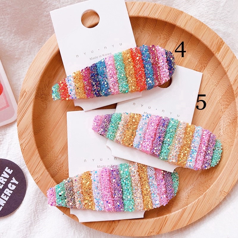{Ảnh thật} KẸP BẤM CẦU VỒNG, KIM TUYẾN, LOẠI TO, HOT TREND, PHONG CÁCH ULLZANG