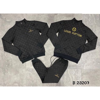 Bộ Nỉ Thu Đông LV Cổ Cao,Pha Vân - Bộ Nỉ Nam áo khoác khóa