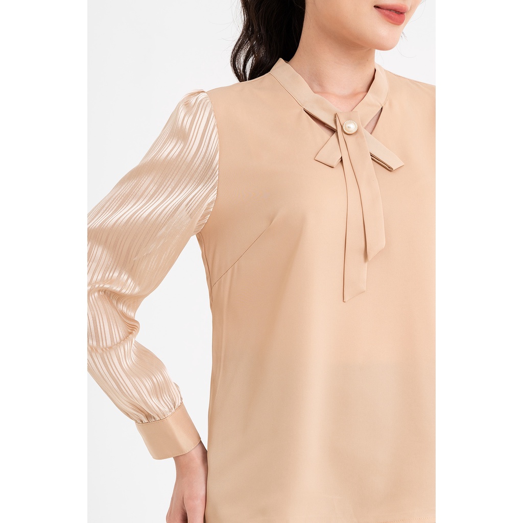 Áo Sơ Mi LAMER Cổ Nơ Tay Phối L61B21Q025