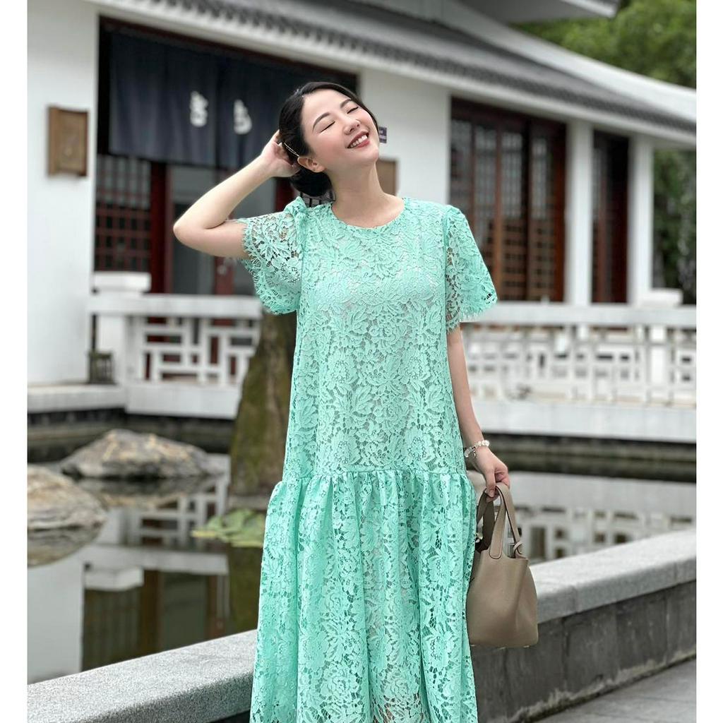 Váy Babydoll 2 Lớp Chất Liệu Ren Cao Cấp Xanh Bạc Hà