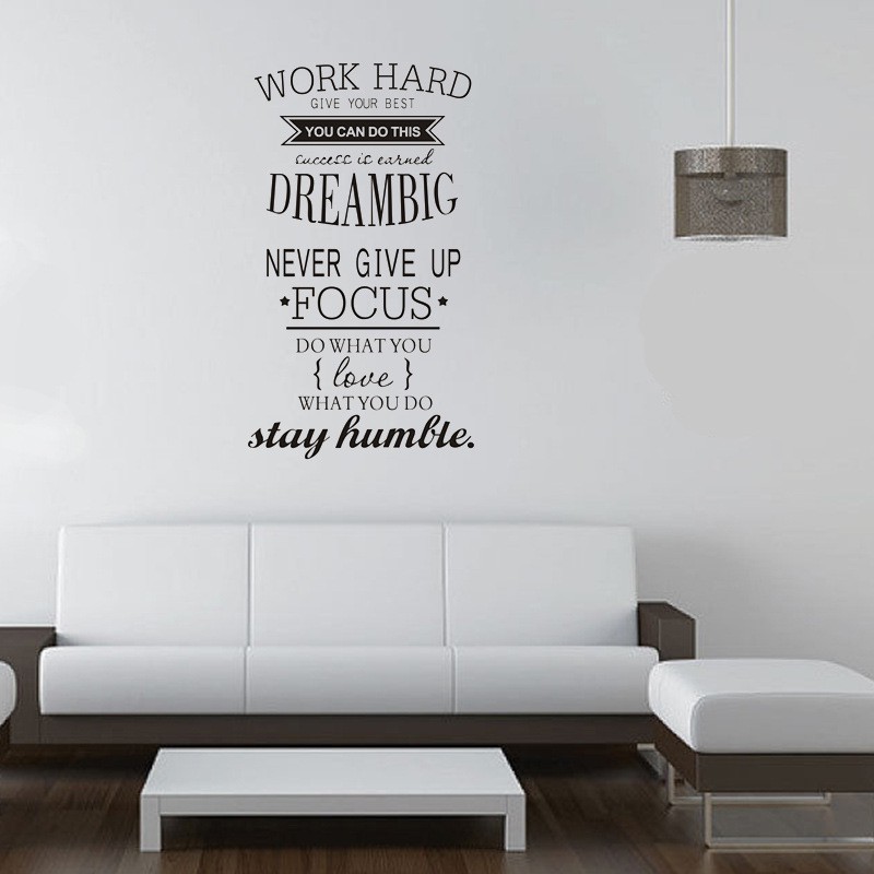 Decal dán trang trí văn phòng, phòng làm việc chữ Tiếng anh tạo động lực ý nghĩa - Work hard - Dream Big