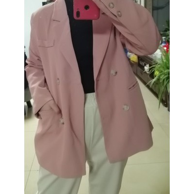 Ảnh thật 5 hình cuối-2W516.Áo blazer hồng bột mùa xuân phong cách Hàn Quốc