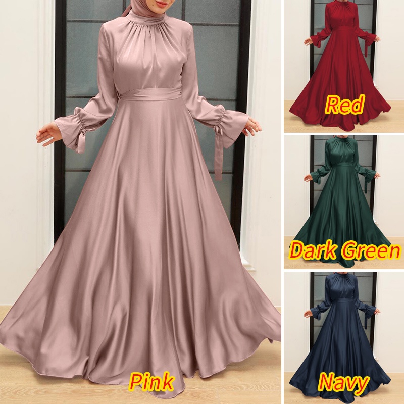 Đầm maxi ZANZEA tay ống loe dài cổ tròn màu trơn thời trang cổ điển dành cho nữ