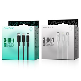 Cáp sạc 3 trong 1 Lightning- Type C- Micro USB dài 1m Borofone BX1