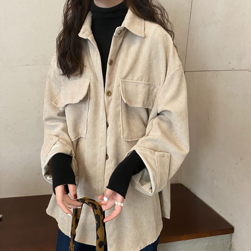 Áo Khoác Dáng Rộng Thiết Kế Mới Thời Trang Mùa Thu Đông Theo Phong Cách Hàn Quốc