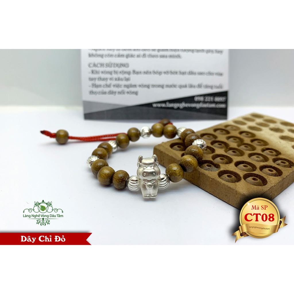 Vòng dâu tằm kết hợp con giáp và bi bac dành cho bé 2021