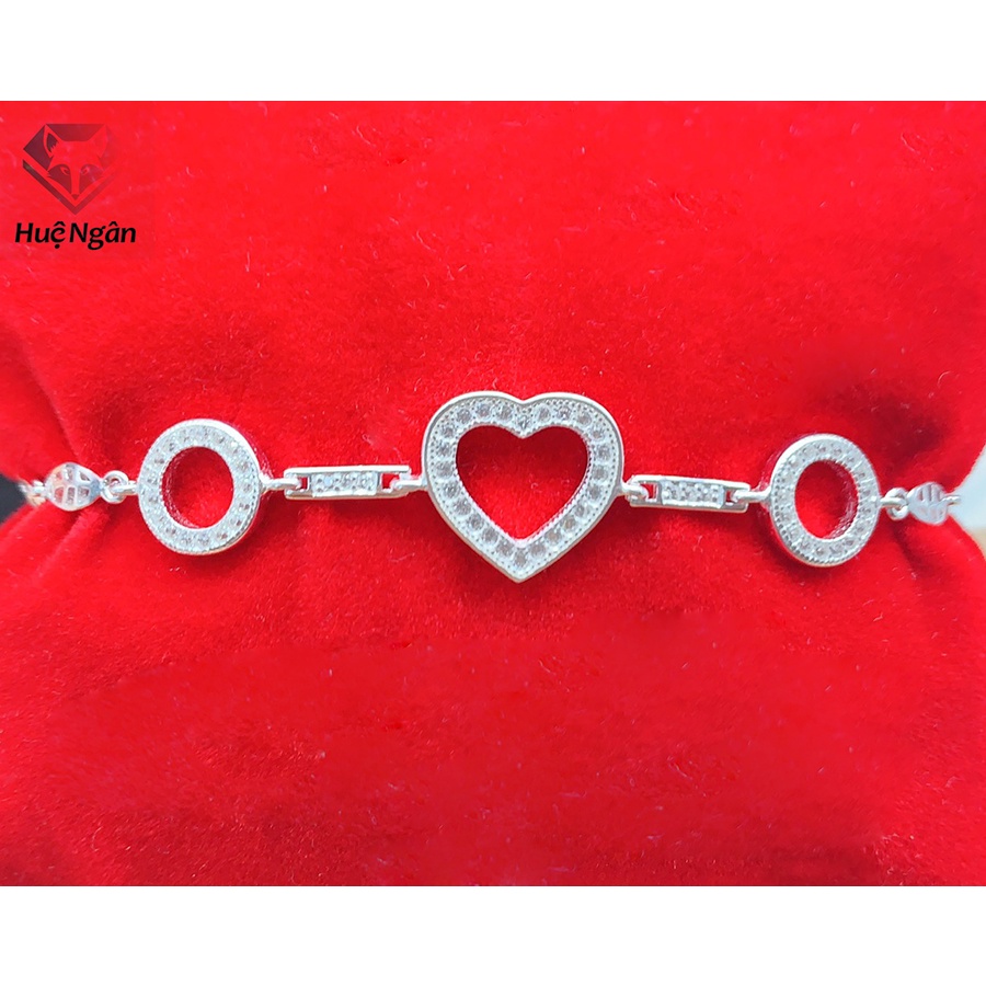 Lắc tay bạc 925 Huệ Ngân - Trái tim yêu Heart and Circle RYB140044