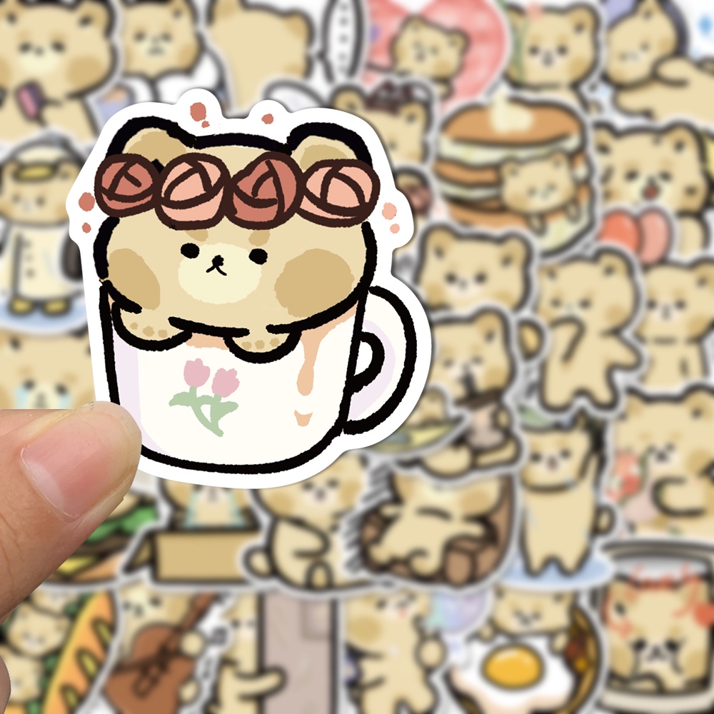 Bộ 40 Miếng Dán Trang Trí Laptop Hình Gấu Hoạt Hình Dễ Thương Chống Thấm Nước Không Lặp Lại