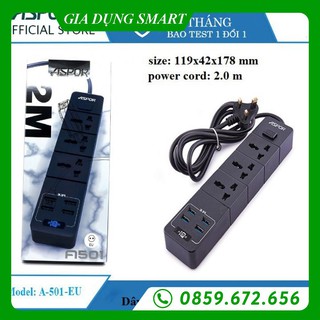 Ổ Cắm Điện Đa Năng ASPOR 501EU Tích Hợp  3 Phích Cắm và 4 Cổng USB