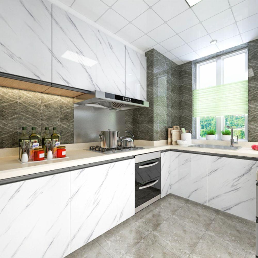 Giấy Dán Tường Tự Dính Chống Thấm Nước Chống Dầu Họa Tiết Đá Hoa Hiện Đại