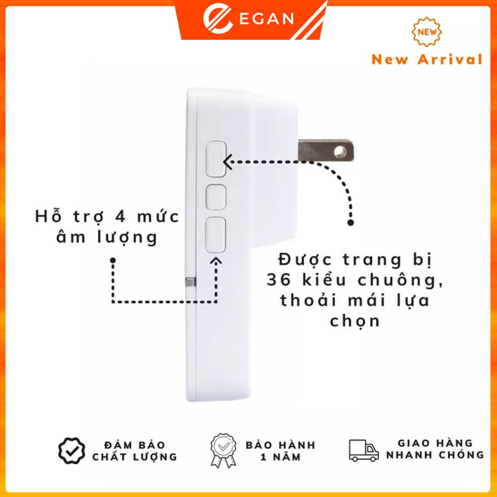 Chuông cửa không dây cao cấp Pingron PR-DB01 chống nước tốt, kết nối xa 300m, bảo hành 1 đổi 1, hàng chính hãng.