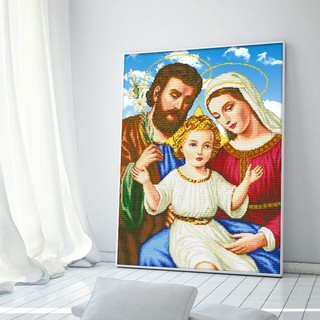 Tranh đính đá Gia Đình Thánh Gia. Kích thước: 59*75cm