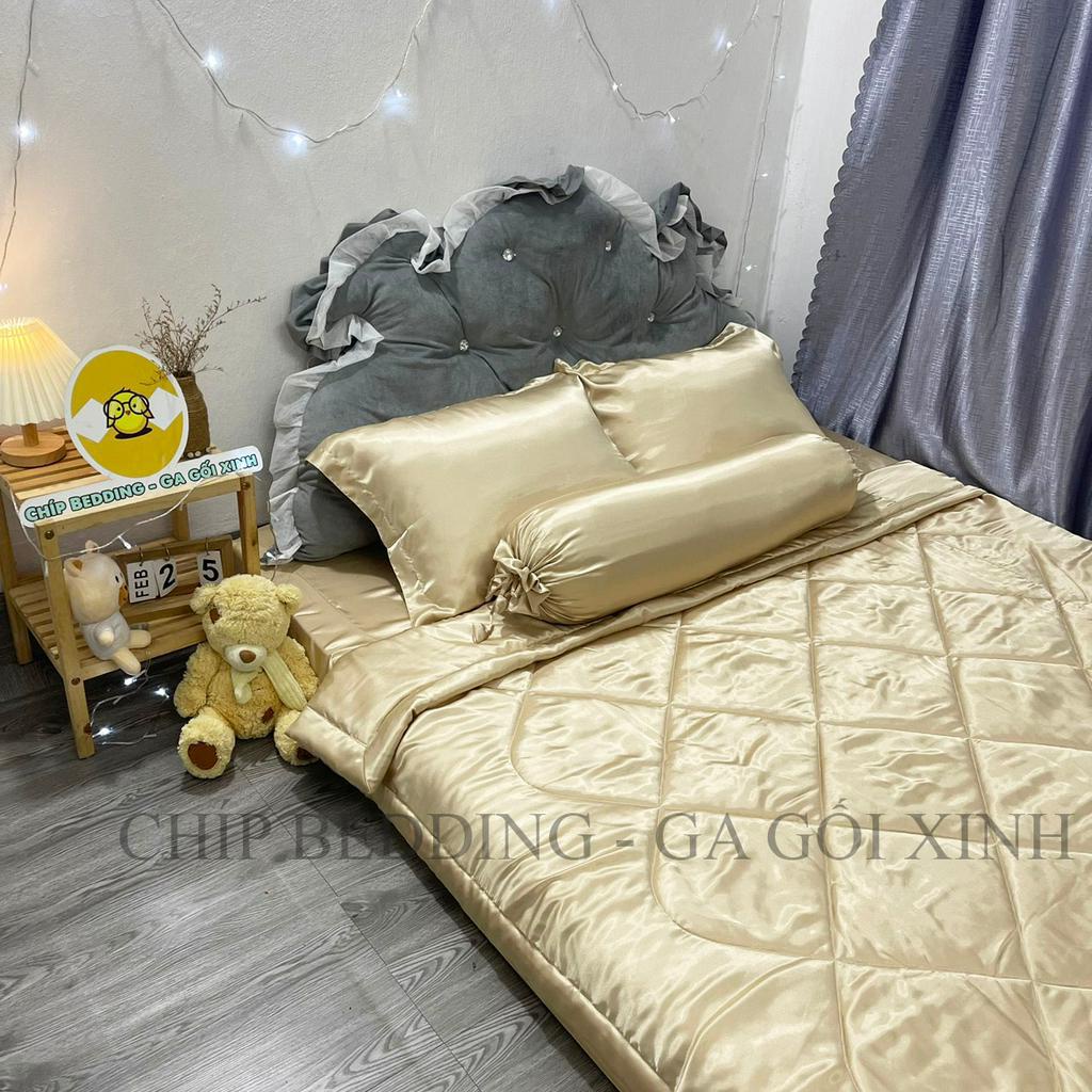 TRỌN BỘ DRAP PHI LỤA THÁI TUẤN HÀNG LOẠI 1 - VÀNG KEM - ĐỦ KÍCH THƯỚC( ẢNH THẬT SHOP CHỤP)