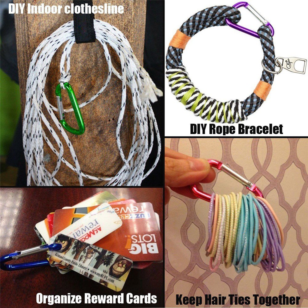 Set 5 Móc Khóa Carabiner Chữ D Bằng Nhôm Đa Ứng Dụng