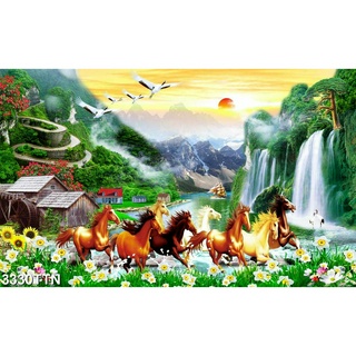 Tranh dán tường 3d mã đáo thành công - tranh dán tường bát mã 3330ttn