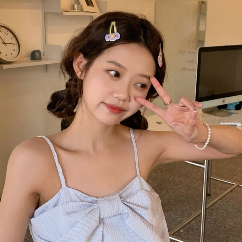 Kẹp Tóc BB Hình Nơ/Hoa/ Dâu Tây Màu Kẹo Ngọt Dễ Thương Thời Trang Mùa Hè