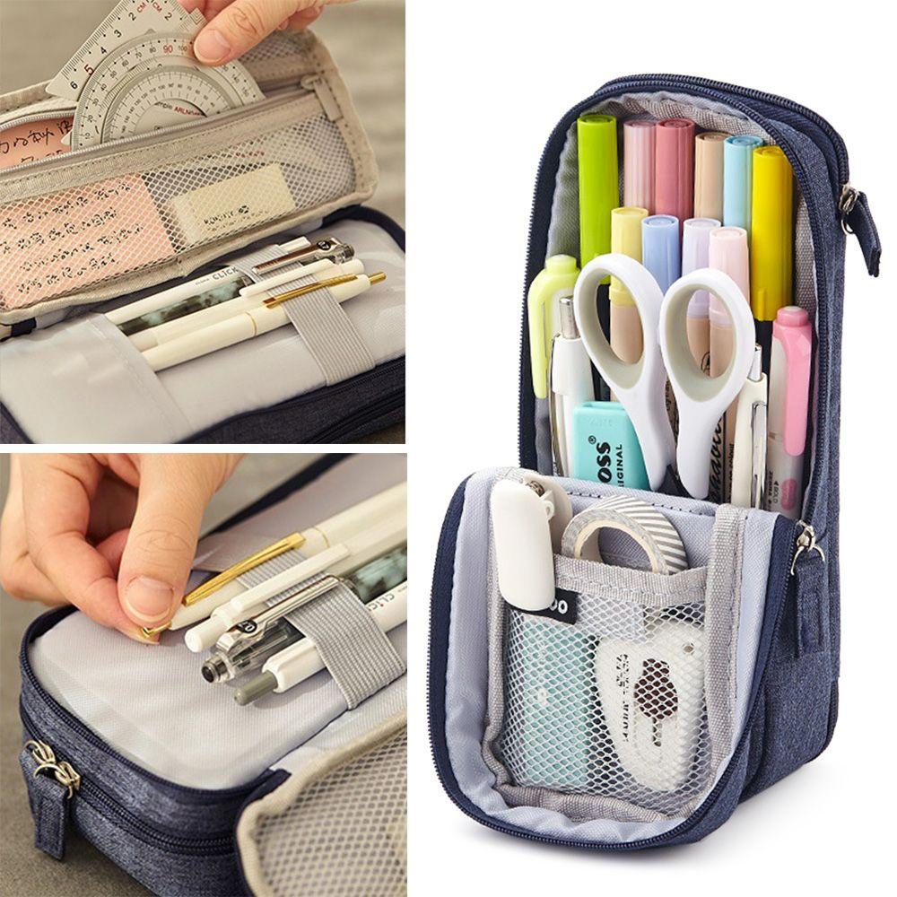 Túi Đựng Bút Bằng Vải Canvas Hai Lớp Sức Chứa Lớn Dễ Thương