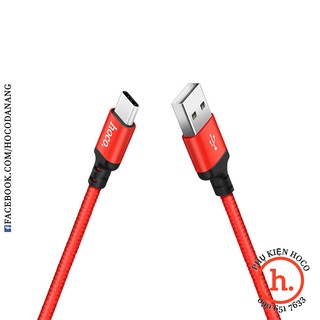 DÂY CÁP SẠC NHANH DÂY DÙ TYPE-C 1.7A CHO ANDROID SAMSUNG XIAOMI HOCO X14 - DÀI 2M - MÀU ĐEN ĐỎ [PHỤ KIỆN HOCO]
