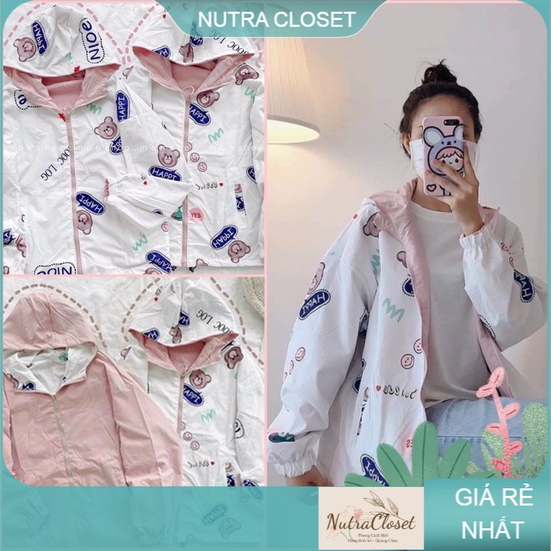 Áo khoác dù in 3D mặc được 2 mặt ulzzang unisex NUTRA nam nữ