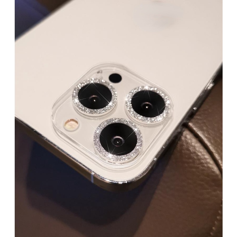 Miếng dán đính kim cương giả bảo vệ ống kính camera Cho iPhone 14 13 12 11 Pro Max Mini Plus