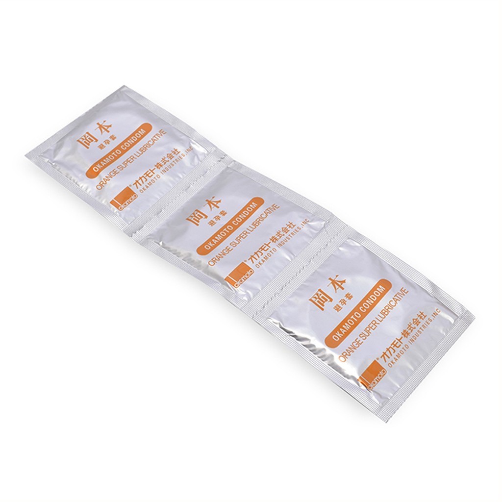 Bao Cao Su Siêu mỏng nhiều gel bôi trơn Okamoto Orange hương cam, Nhật Bản (Hộp 10C, hộp 3C)