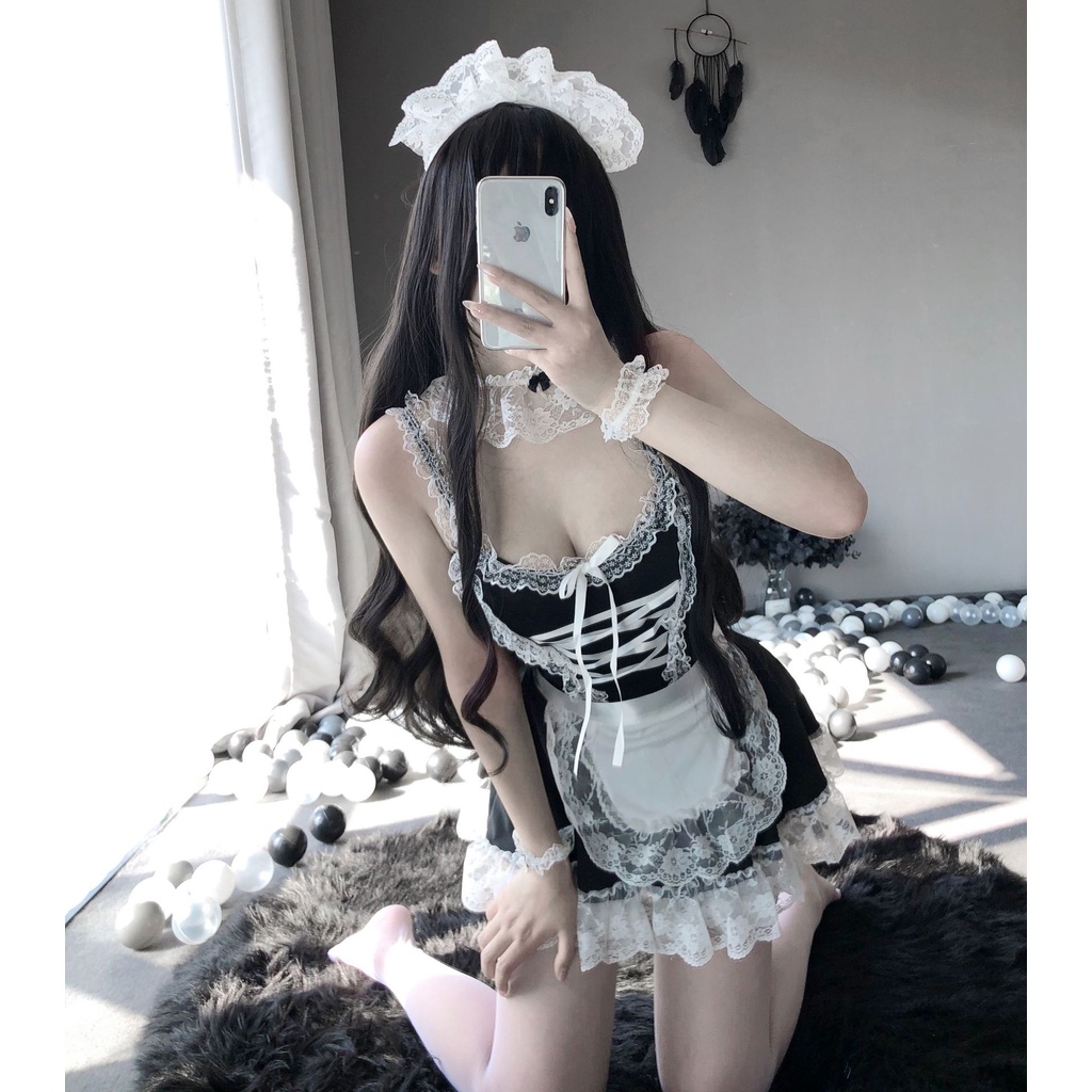 1 Cosplay Hầu Gái Nhật Bản Sexy - Bộ Đồ Ngủ Cô Giúp Việc Quyến Rũ Gợi Cảm - Maid Cosplay Outfit