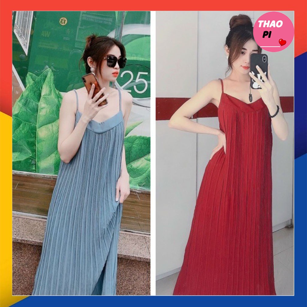 ✻Đầm maxi suông hai dây dáng dài dập ly voan dễ thương - hình thật + video