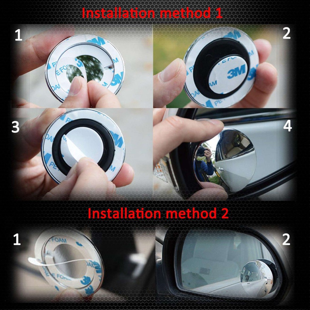 Gương Cầu Lồi Góc Rộng Nhìn Điểm Mù Cho Xe Hơi Gương Chiếu Hậu 3M Xoay 360 Độ Chống Nước Tránh Điểm Mù Tiện Dụng Cho Xe Hơi Xe Tải SUV