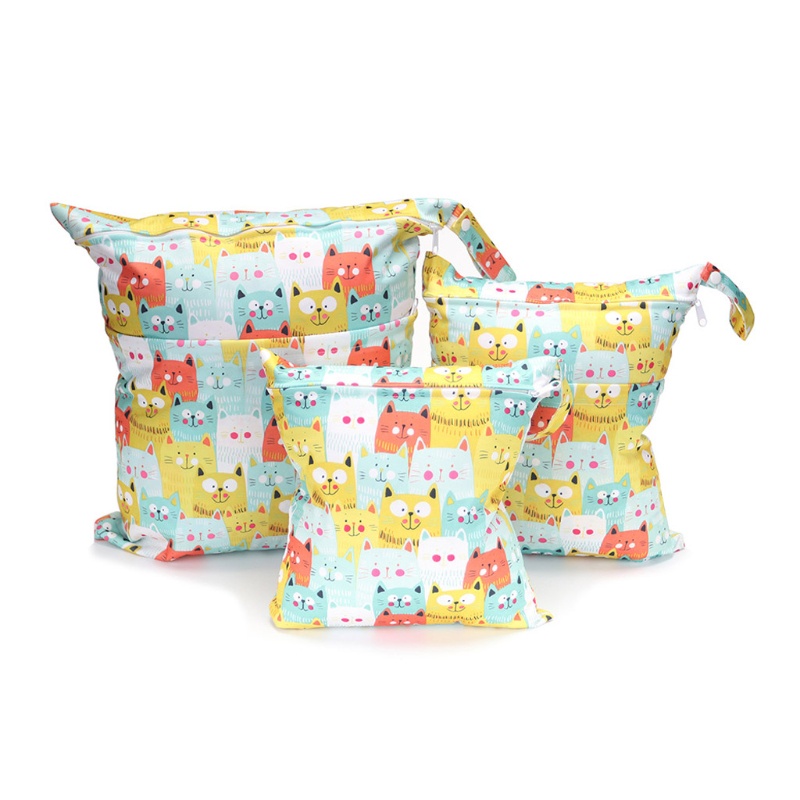 Set 3 Túi Đựng Bỉm Bằng TPU Chống Nước Có Khóa Kéo Đôi