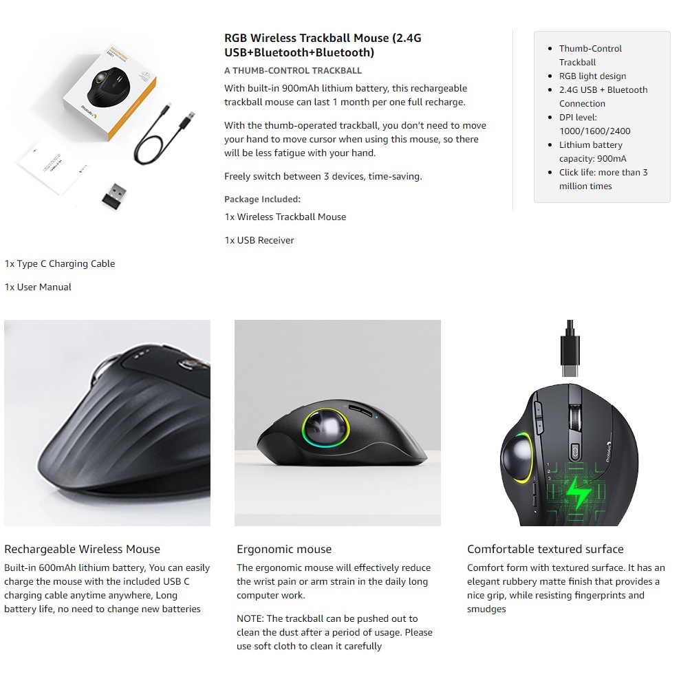 Jomaa Chuột bluetooth Không Dây rgb + Chuột 2.4g Có Thể Sạc Lại
